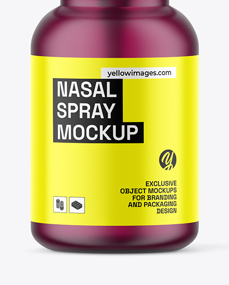 Frosted Colored Glass Nasal Spray Bottle Mockup