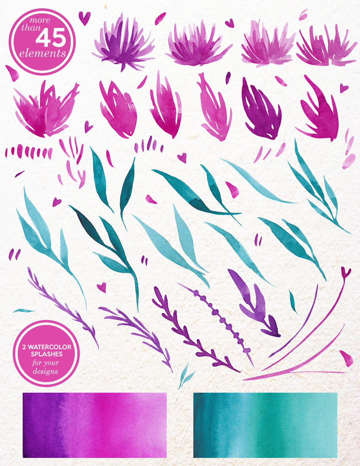 Watercolor Flowers Clip-Art Set Watercolor Flowers Clip-Art Set