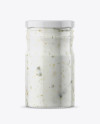 Clear Glass Jar with Garlic Sauce Mockup