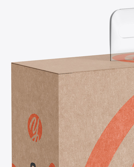 Kraft Paper Box with Hang Tab Mockup - Half Side View (high-angle shot)