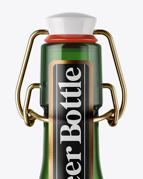 500ml Green Glass Beer Bottle With Swing Top Mockup