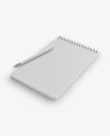 Notebook & Pencil Mockup - Half Side View (High Angle Shot)