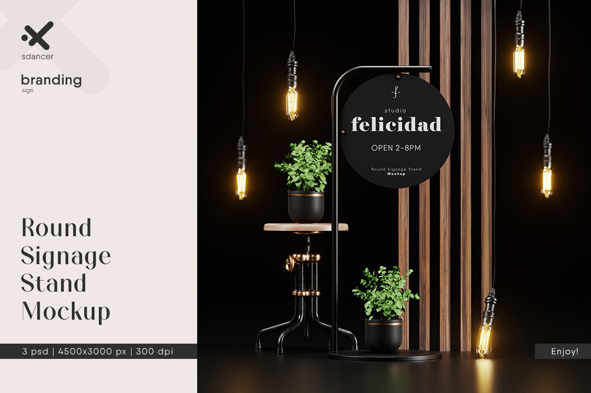 Round Signage Stand Mockup