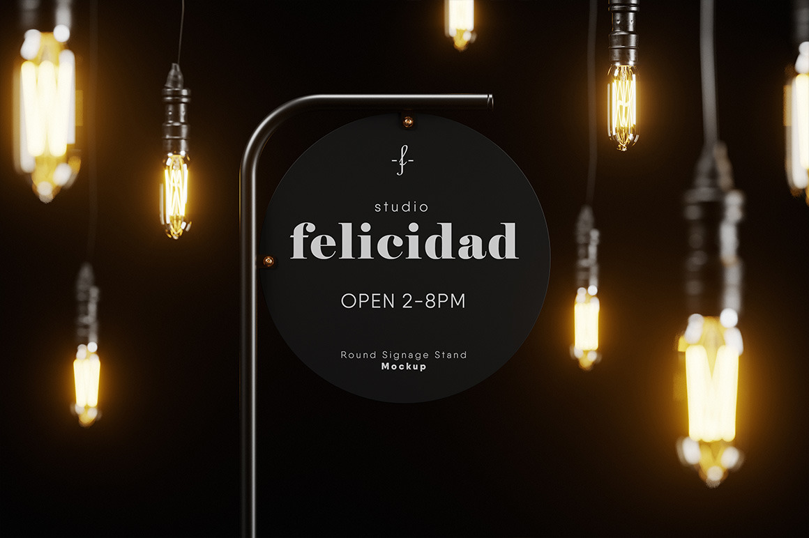 Round Signage Stand Mockup