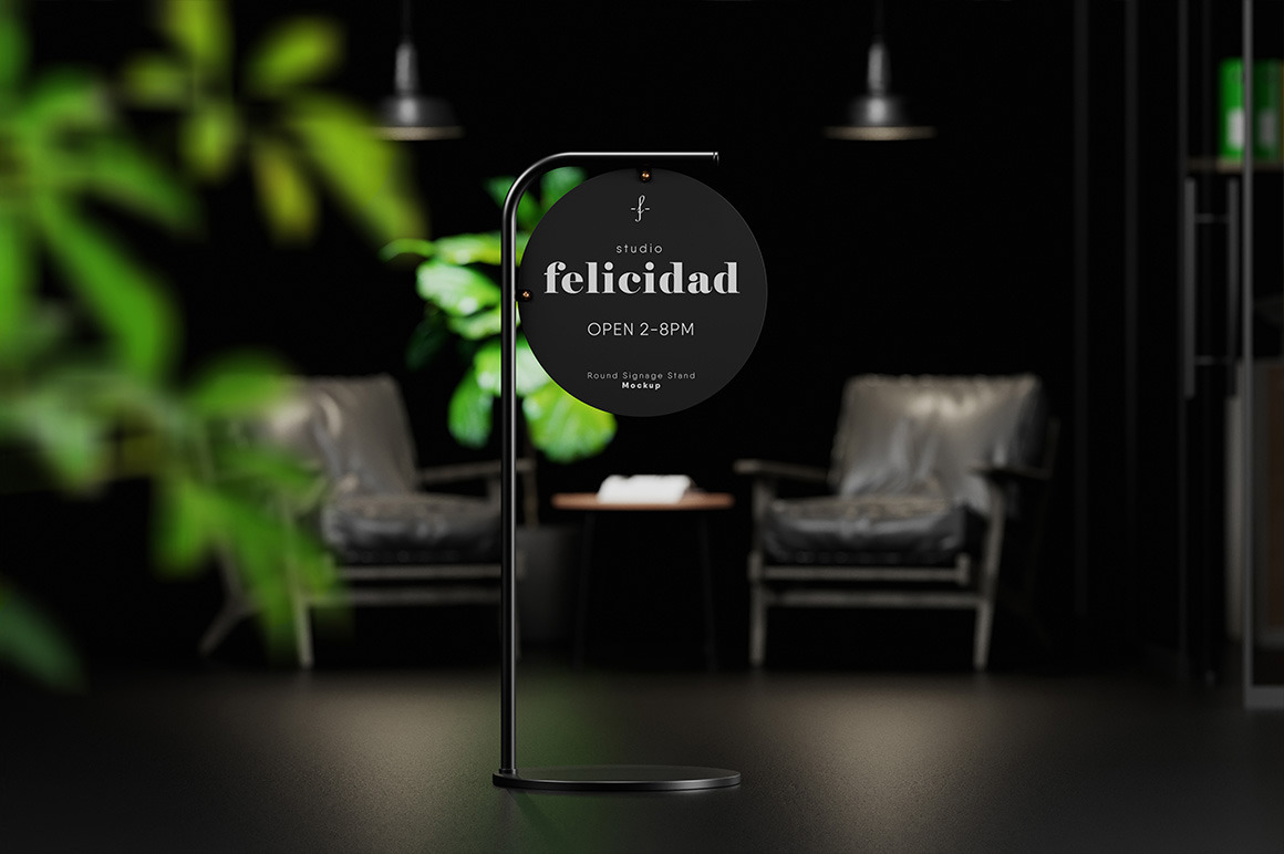 Round Signage Stand Mockup