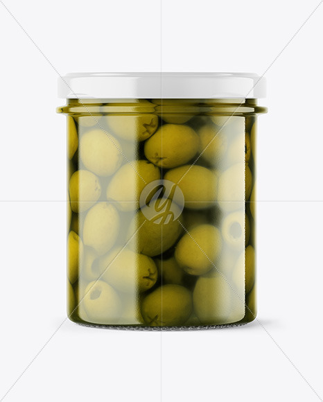 Clear Glass Jar with Olives Mockup