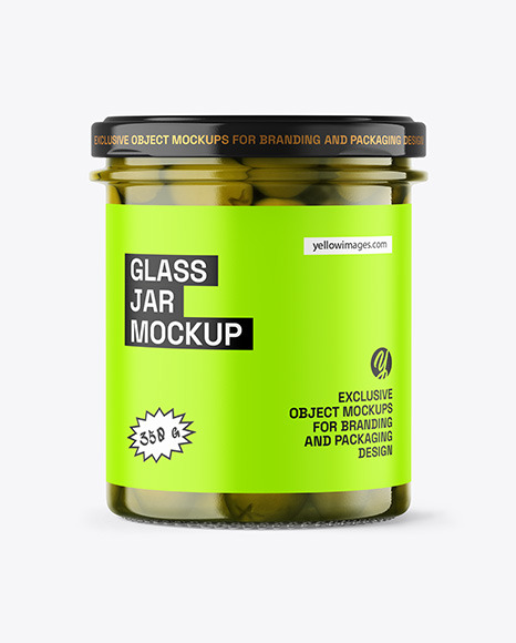 Clear Glass Jar with Olives Mockup