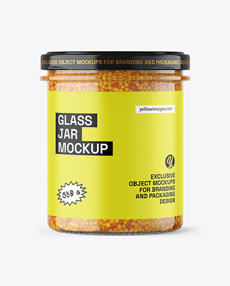 Clear Glass Jar with Wholegrain Mustard Mockup