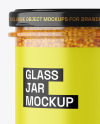 Clear Glass Jar with Wholegrain Mustard Mockup