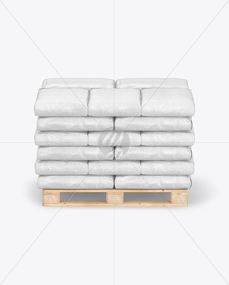 Kraft Cement Bags On a Pallet Mockup