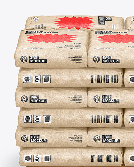 Kraft Cement Bags On a Pallet Mockup