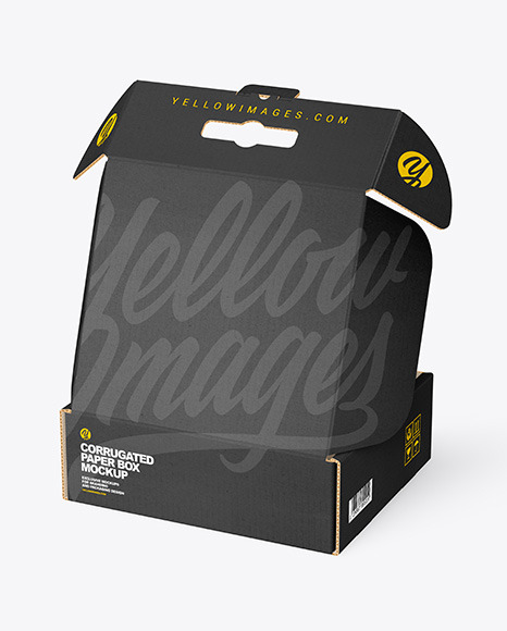 Opened Corrugated Mailing Box Mockup