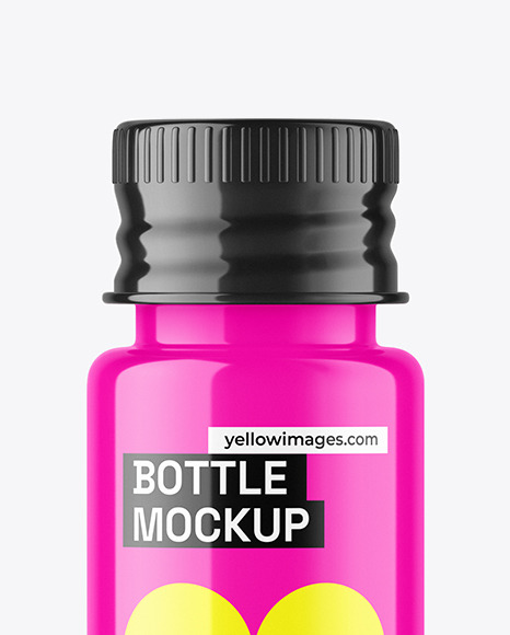 Glossy Bottle With Lable Mockup