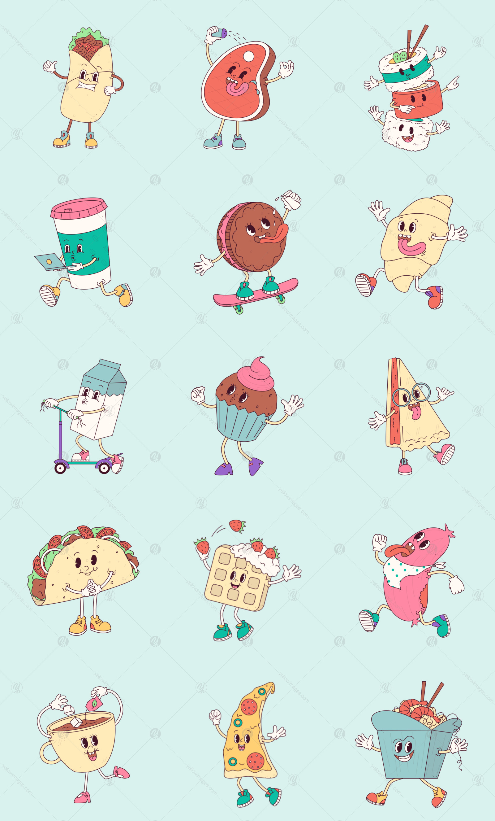 Foodsy Food Retro Illustrations