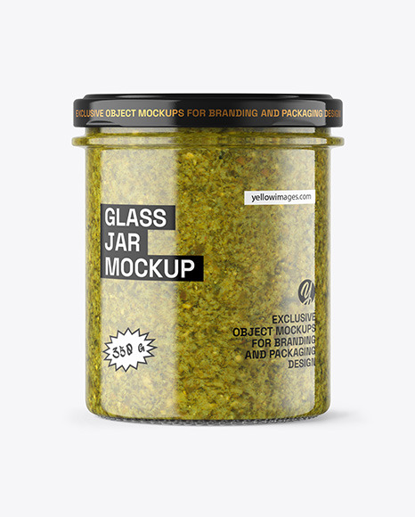 Clear Glass Jar with Pesto Sauce Mockup