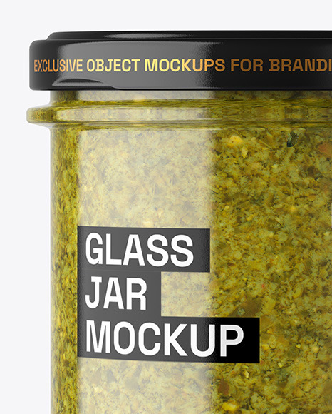 Clear Glass Jar with Pesto Sauce Mockup