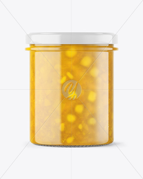 Clear Glass Jar with Pineapple jam Mockup