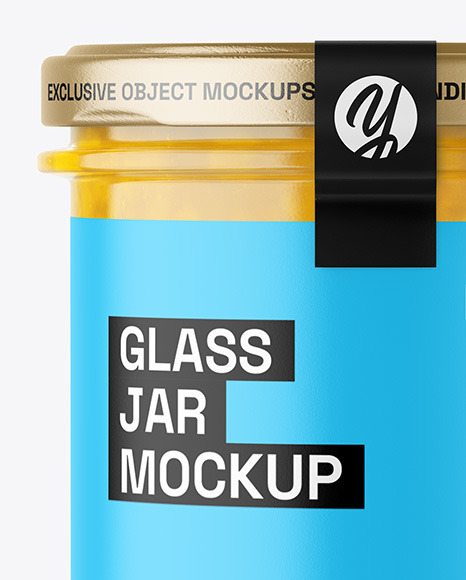 Clear Glass Jar with Pineapple jam Mockup