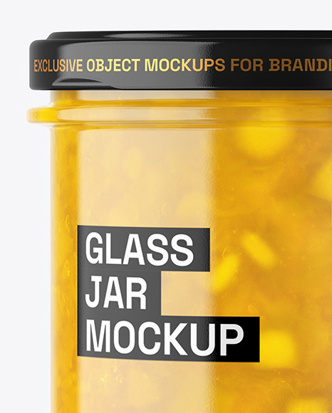 Clear Glass Jar with Pineapple jam Mockup