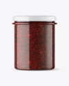 Clear Glass Jar with Raspberry Jam Mockup