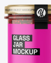 Clear Glass Jar with Raspberry Jam Mockup