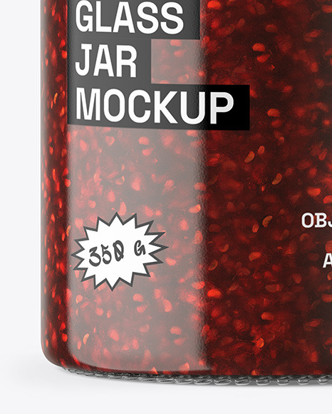 Clear Glass Jar with Raspberry Jam Mockup