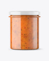 Clear Glass Jar with Sweet Chili Thai Sauce Mockup