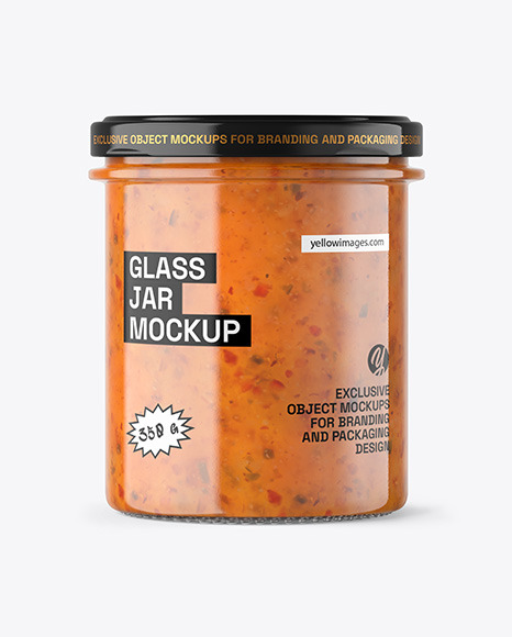 Clear Glass Jar with Sweet Chili Thai Sauce Mockup