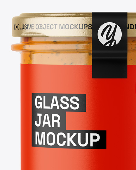 Clear Glass Jar with Chipotle Sauce Mockup - Free Download Images High