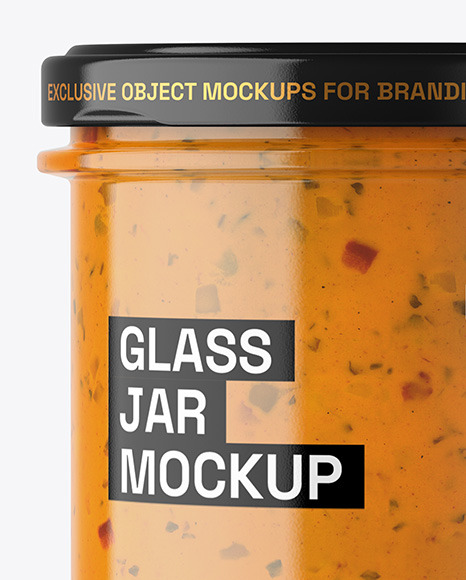 Clear Glass Jar with Chipotle Sauce Mockup