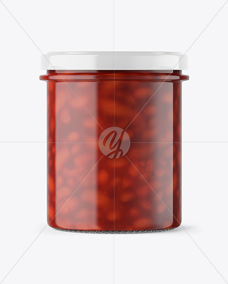 Clear Glass Jar with Beans Mockup