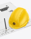 Blueprints With Hard Hat Mockup