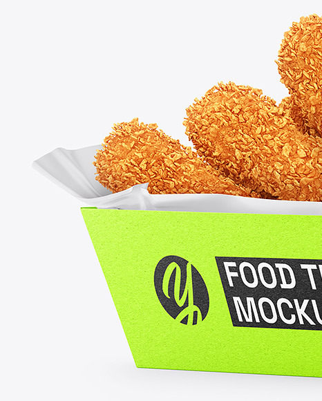 Kraft Paper Tray w/ Napkin and Chicken Nuggets Mockup