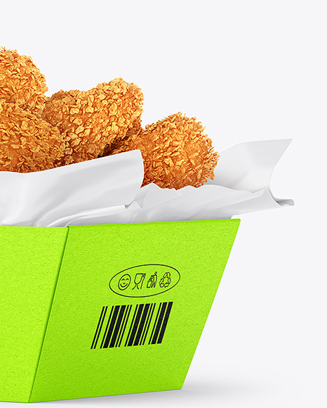 Kraft Paper Tray w/ Napkin and Chicken Nuggets Mockup