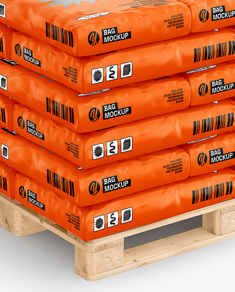 Paper Cement Bags On a Pallet Mockup