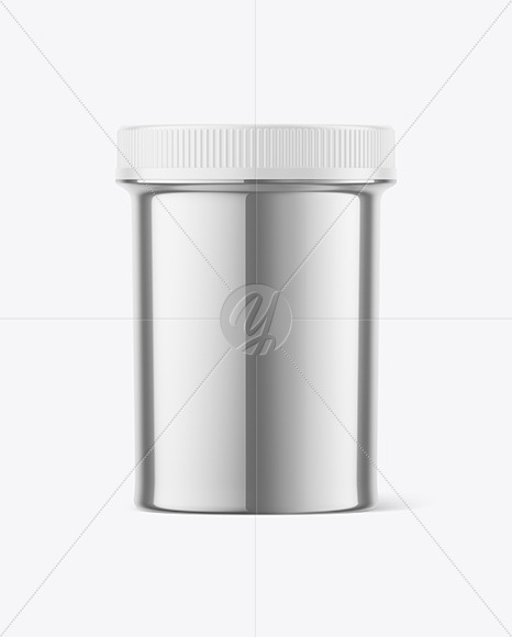 Glossy Metallic Pills Bottle Mockup