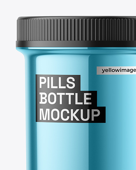 Glossy Metallic Pills Bottle Mockup