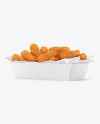 Matte Paper Tray w/ Napkin and Chicken Nuggets Mockup