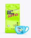 Coffee Bag with Cup Mockup