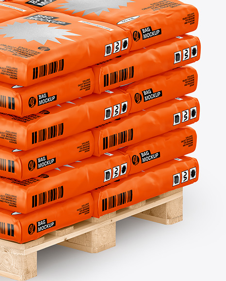 Paper Cement Bags On a Pallet Mockup