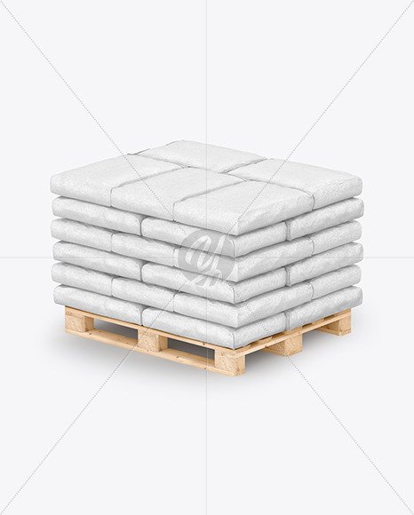 Kraft Cement Bags On a Pallet Mockup