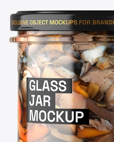 Clear Glass Jar with Mushrooms Mockup