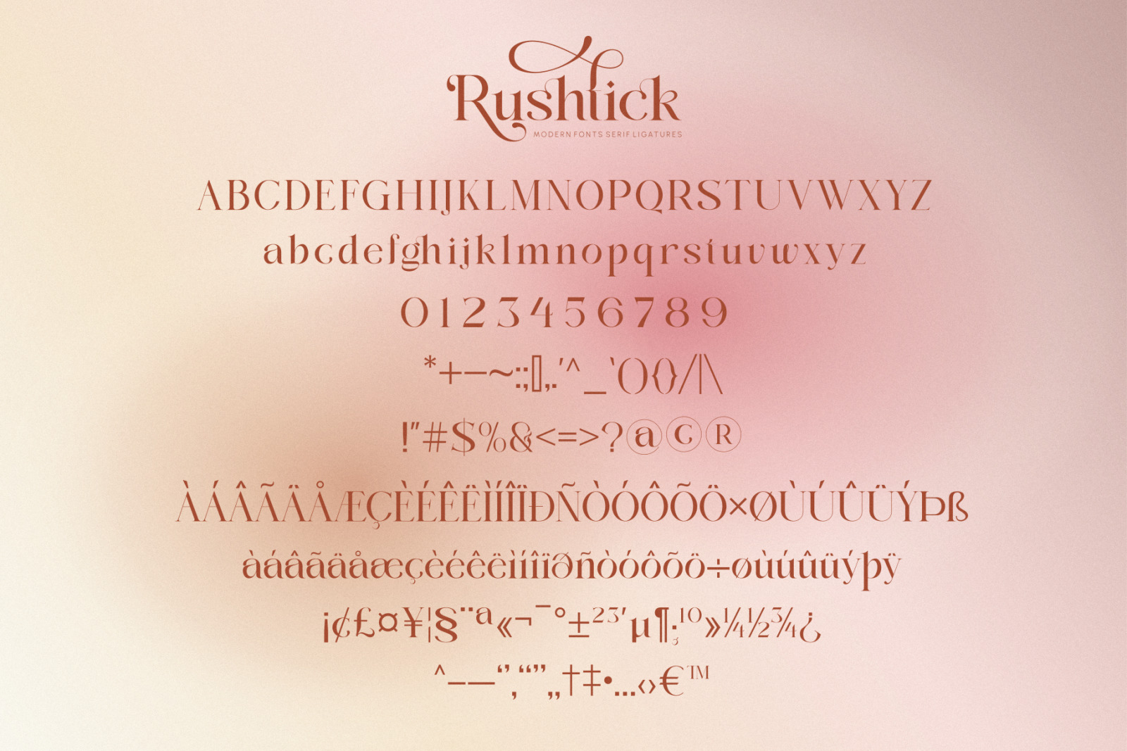 Rushtick _ Modern serif ligature font