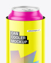 Glossy Can Cooler With Matte Can Mockup