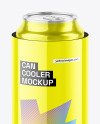 Glossy Can Cooler With Glossy Metallic Can Mockup