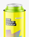 Glossy Can Cooler With Matte Metallic Can Mockup