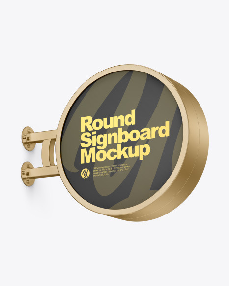 Metallic Round Signboard Mockup