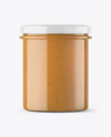 Clear Glass Jar with Peanut Butter Mockup