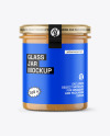 Clear Glass Jar with Peanut Butter Mockup