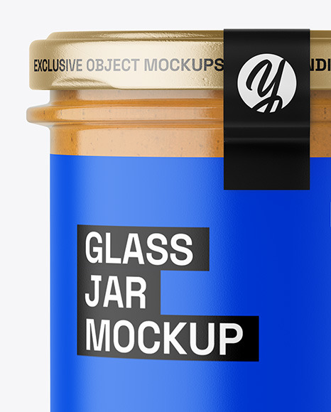 Clear Glass Jar with Peanut Butter Mockup